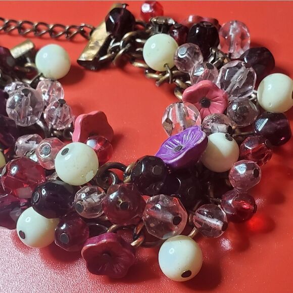 Crystal beaded cluster mayhem cranberry bracelet‎ B1210 - Picture 1 of 5